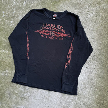 2000s HARLEY DAVIDSON FADED FLAME LOGO THERMAL LONGSLEEVE