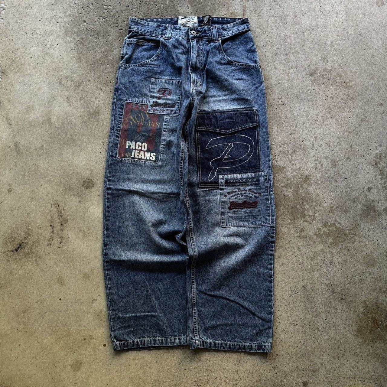 1990S/2000S Y2K PACO JEANS BAGGY PATCH DENIM SKATER JEANS