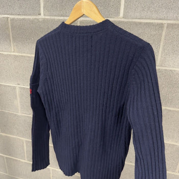 2000s Women's Abercrombie & Fitch Lambswool Navy Blue Sweater