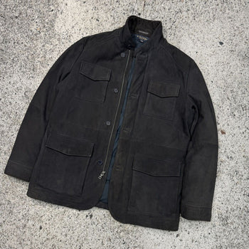 BROOKS BROTHERS BLACK HEAVY SUEDE JACKET