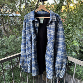 1990s Faded Lined Flannel Shirt Jacket