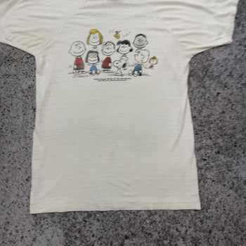 Camiseta raglán fina de papel desteñido de Peanuts de los años 70
