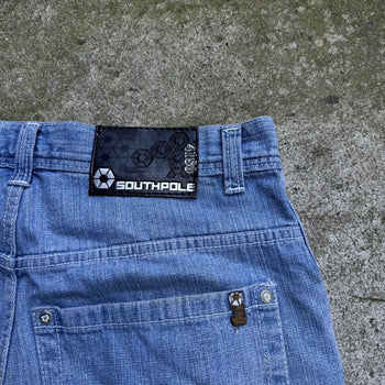 2000S Y2K BAGGY SOUTHPOLE DENIM SKATER JEAN SHORTS JORTS