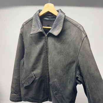 2000s Faded Black Leather Blouson Jacket