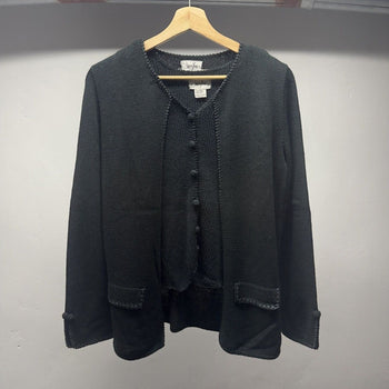 1980s Women's Saks Fifth Ave Laura Yang Knit Cardigan Twinset Sweater