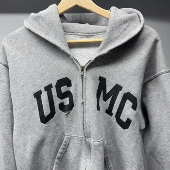 2000s Distressed USMC Faded Zip Up Hoodie