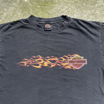 1990s HARLEY DAVIDSON FADED FLAME LOGO TEE CALIFORNIA