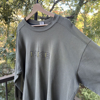1990s Nike Thrashed Faded Green Logo Sweatshirt