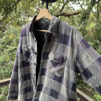 1990s Lee Thrashed Plaid Flannel Shirt Jacket