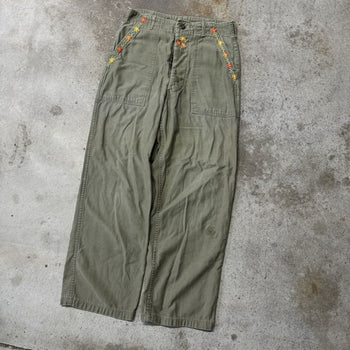 1980s OG 107 REWORKED STITCHED EMBROIDERED CANVAS PANTS