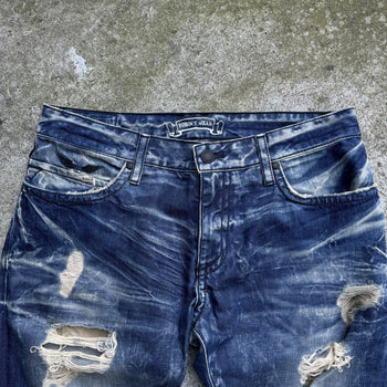 ROBIN'S JEANS STUDDED FLAP DISTRESSED WASHED DENIM JEANS