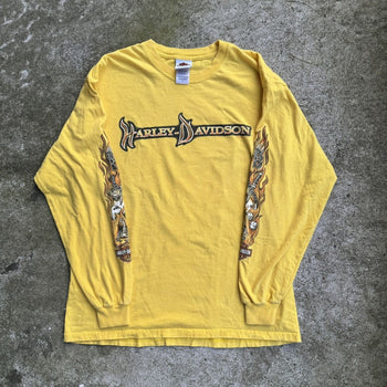 2000S HARLEY FLAME SPIDER SCORPION YELLOW LONGSLEEVE TEE