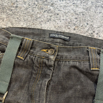 2003 Dolce & Gabbana AW03 Runway Bondage Parachute Denim Grey