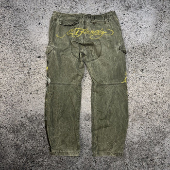 ED HARDY WIDE LEG TATTOO CARGO PANTS