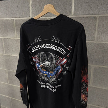 2000s Skull Dragon Flame Biker Longsleeve Tee