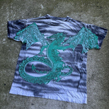 1990s DRAGON SKETCH FADED AOP TEE