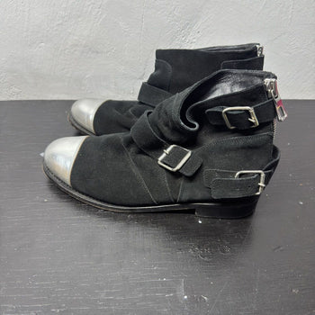 FW15 Balmain x H&M Silver Toe Buckle Boots