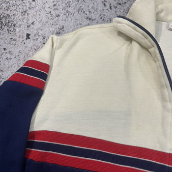 1980s Cotton Acrylic Striped Zip Up Track Jacket