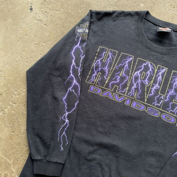 1990s HARLEY DAVIDSON LIGHTNING LOGO LONGSLEEVE TEE