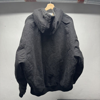 2000s Walls Faded Black Hooded Zip Up Sherpa Lined Work Jacket