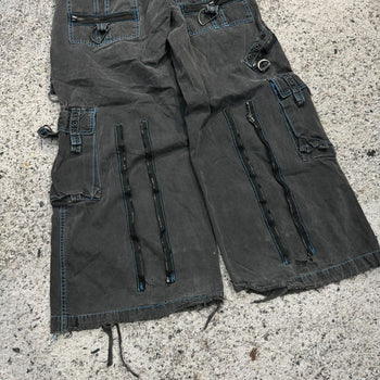 1990s 2000s Y2K TRIPP NYC THRASHED FADED BONDAGE RAVER PANTS