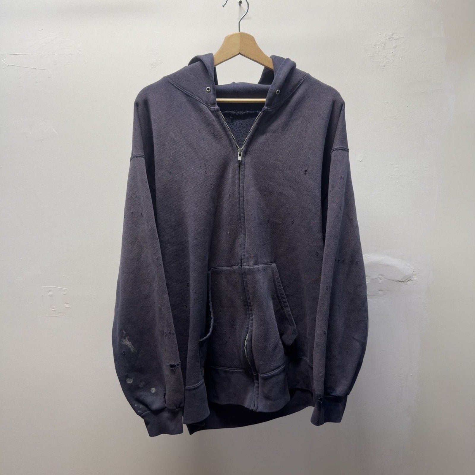 Vintage 1990s Made in USA Faded Distressed Zip Up Hoodie