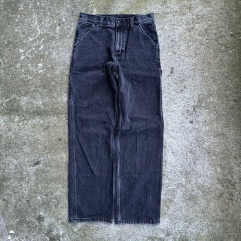 CARHARTT WIP FADED BLACK DENIM CARPENTER PANTS