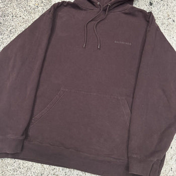 BALENCIAGA BURGUNDY LOGO PULLOVER HOODIE