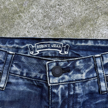 ROBIN'S JEANS STUDDED FLAP DISTRESSED WASHED DENIM JEANS