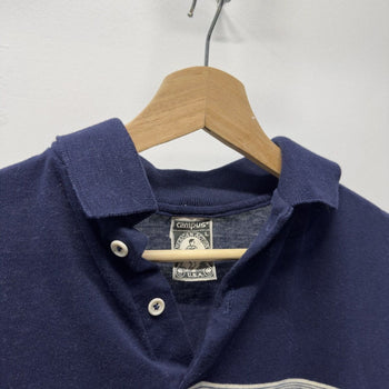 Vintage 1970s Made in USA Campus Striped Rugby Polo Shirt