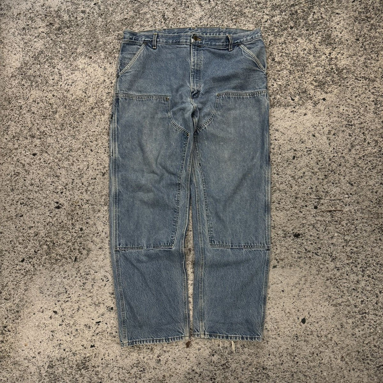 1990s Carhartt Denim Double Knee Pants Thrashed Faded
