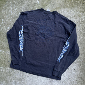 2000s HARLEY DAVIDSON FADED BLUE FLAME LONGSLEEVE TEE