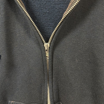 1980s Faded Navy Blue Green Zip Up Hoodie