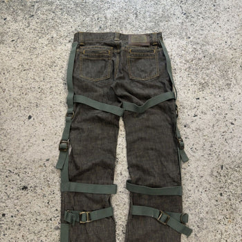 2003 Dolce & Gabbana AW03 Runway Bondage Parachute Denim Grey