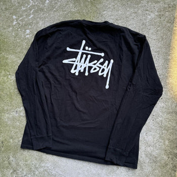 STUSSY BASIC LOGO LONGSLEEVE TEE BLACK