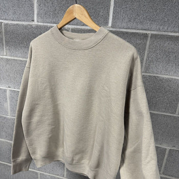 1990s Faded Blank Tan Boxy Wide Sweatshirt