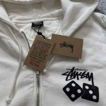 Stussy White Dice Zip Up Hoodie