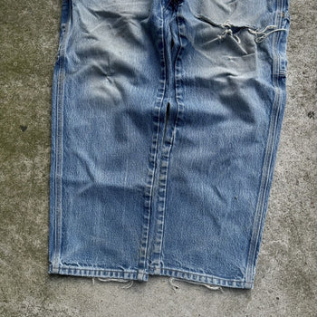 1990s THRASHED FADED MADE IN USA WORKWEAR CARPENTER DENIM JEANS