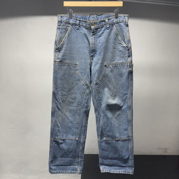 2000s Carhartt Thrashed Faded Denim Double Knee Pants