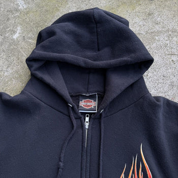 1990s HARLEY DAVIDSON MOTOR CITY FLAME ZIP UP HOODIE