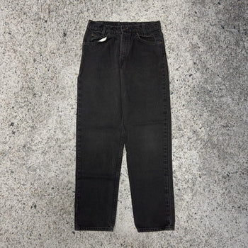 Vaqueros Levi's 550 con lengüeta naranja y negro descolorido de los años 90