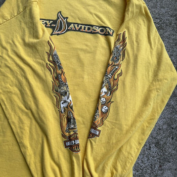 2000S HARLEY FLAME SPIDER SCORPION YELLOW LONGSLEEVE TEE