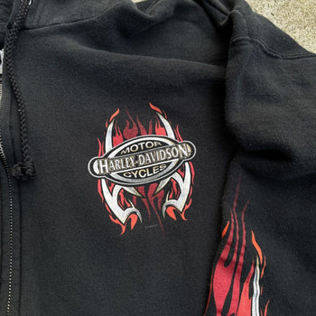 2000S HARLEY DAVIDSON METAL FLAME LOGO ZIP UP HOODIE OZARK