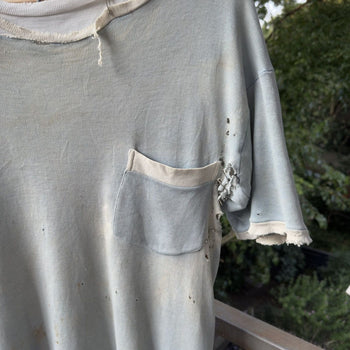 1940s Thrashed Faded Distressed Safety Pin Double Pocket Tee