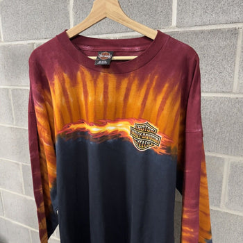 2000s Harley Davidson Tie Dye Flame Longsleeve Tee