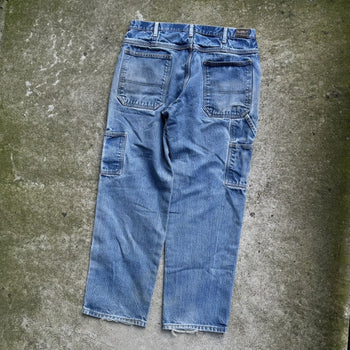 1990s THRASHED FADED MADE IN USA WORKWEAR CARPENTER DENIM JEANS