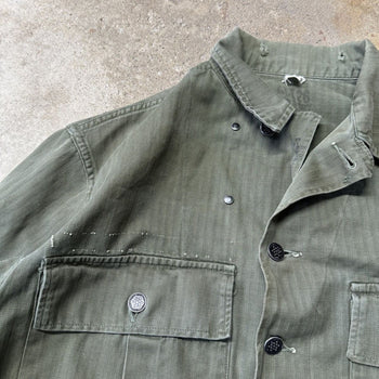 40s 50s WW2 US ARMY 2ND PATTERN HBT HERRINGBONE UTILITY FATIGUE SHIRT