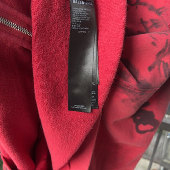 Balenciaga SS23 Mud Show Red Skater Zip Up Hoodie