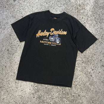 Camiseta de motocicletas Fatboy descoloridas de Harley Davidson de los años 90