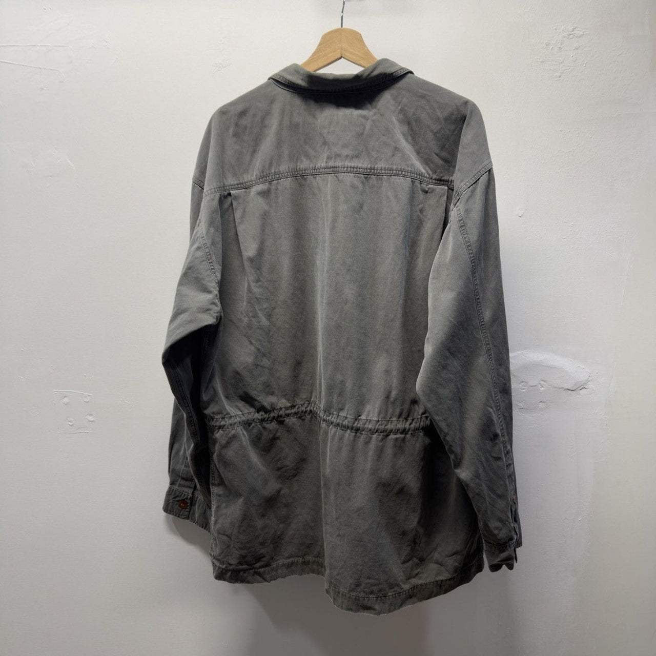 Vintage 1990s Faded Grey Cotton Twill Utility Parka Jacket